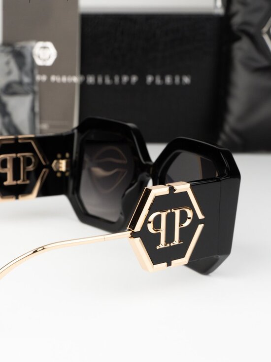 Philipp Plein Women Sunglasses Black Grey Grad Square SPP067 0700 NEW AUTHENTIC main image 9